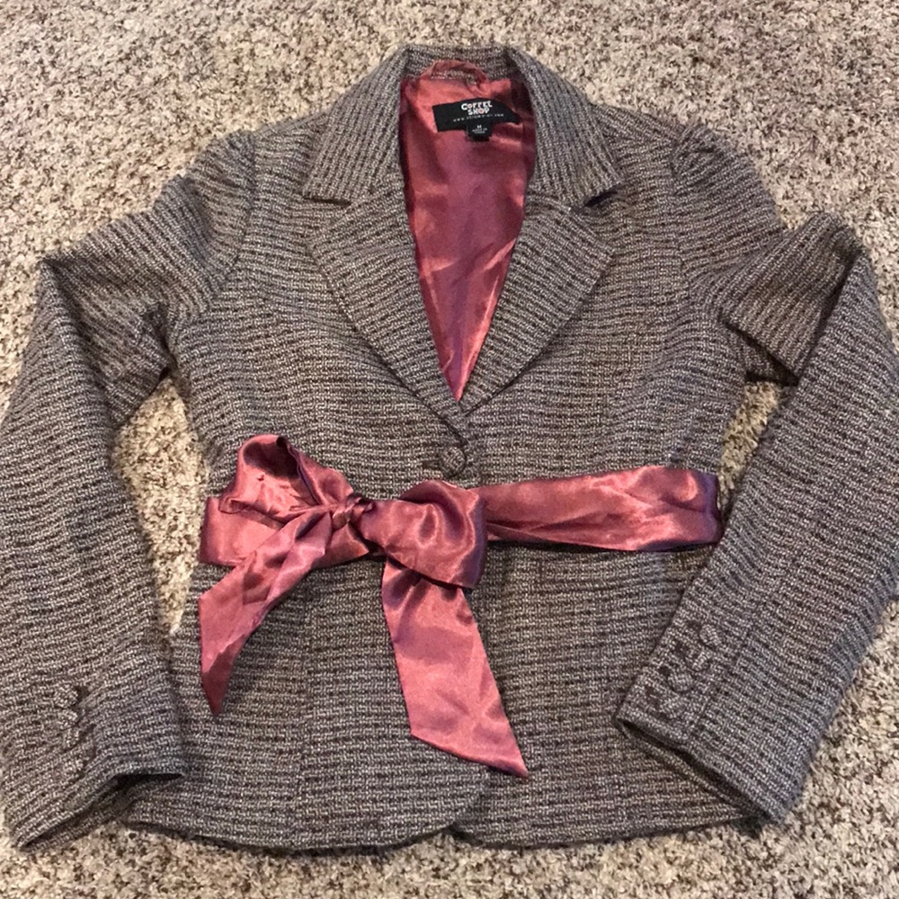 Tweed blazer/jacket with satin sash